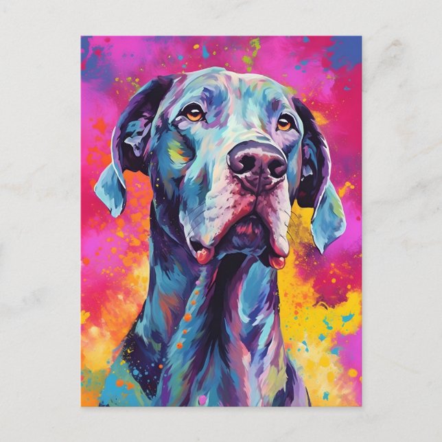 Colourful Great Dane Postcard (Front)