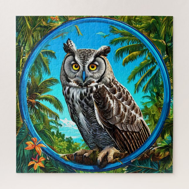 Colourful Great grey owl Bird Jigsaw Puzzle (Vertical)