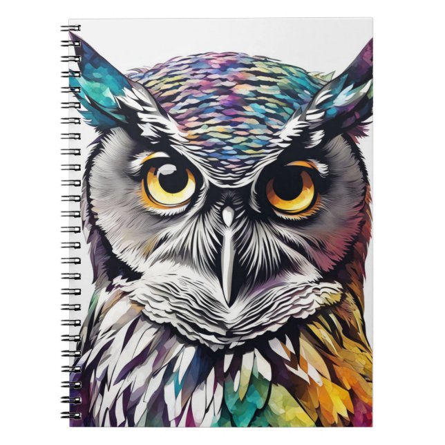 Colourful Great Horned Owl | Notebook (Front)
