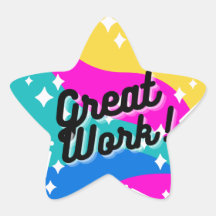 Colourful Great Work Student Reward Star Sticker