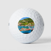 Colourful Greek fishing boats in port of Kioni