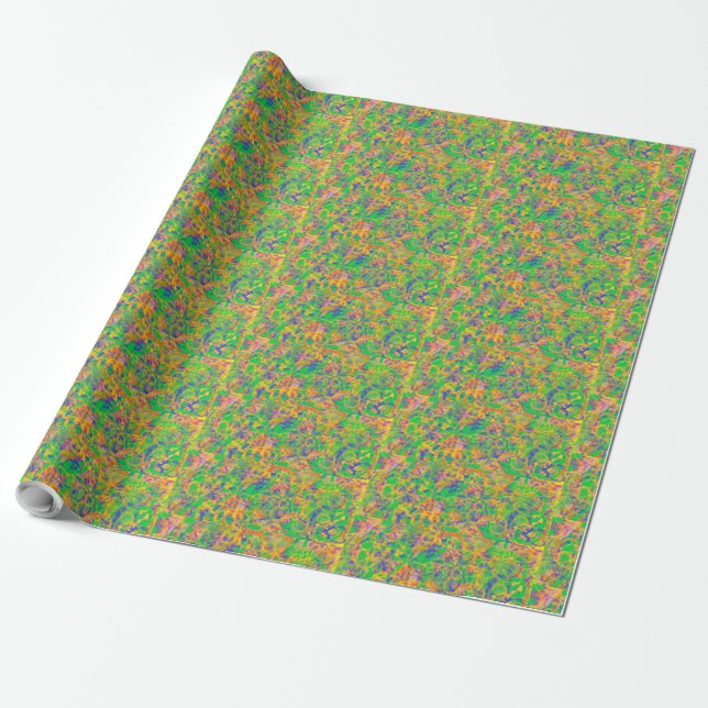 Colourful green abstract art Indian look Wrapping Paper (Unrolled)