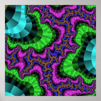 Colourful Green and Purple Fractal Poster