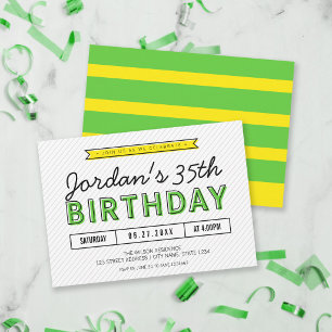 Colourful Green and Yellow Any Age Modern Birthday Invitation