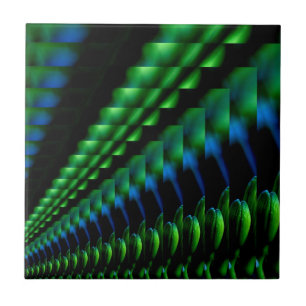 Colourful Green Blue Abstract Art Tile