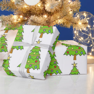 Colourful Green Christmas Tree Wrapping Paper