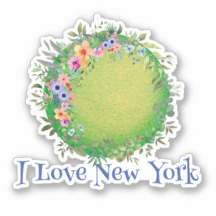 Colourful Green Earth I Love New York Sticker