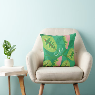 Colourful Green Foliage on Green Background Cushion