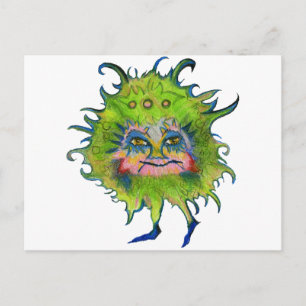 Colourful Green Germ Postcard