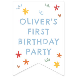 Colourful Green Gingham 1st Birthday Bunting
