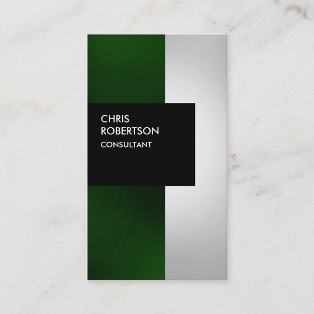 Colourful Green Grey Black Stripes Business Card (Front)