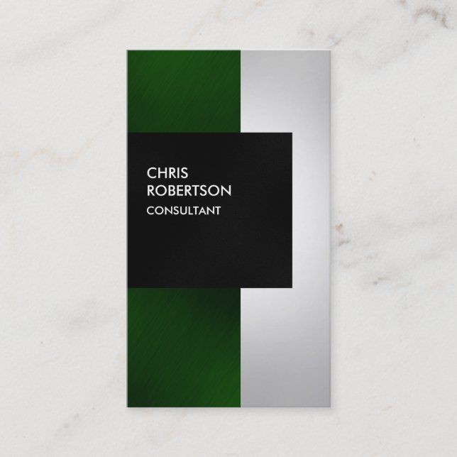 Colourful Green Grey Black Trendy Business Card (Front)