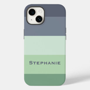 Colourful Green Grey Palette Abstract Stripes Name Case-Mate iPhone 14 Case