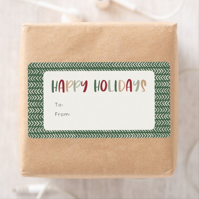 Colourful Green Happy Holidays Rectangle Gift (Insitu)