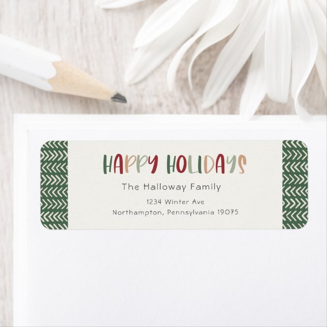 Colourful Green Holiday Return Address Envelope (Insitu)
