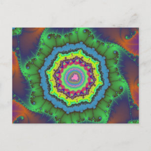 Colourful Green, Orange and Blue Fractal Postcard