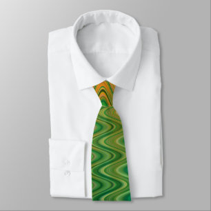 Colourful Green Orange Zigzag Pattern Tie