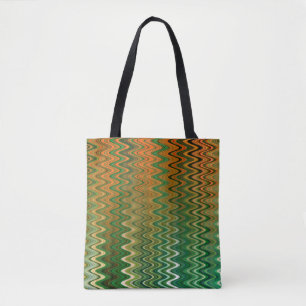 Colourful Green Orange Zigzag Pattern Tote Bag