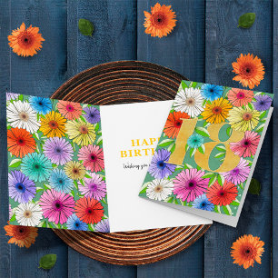 Colourful Green Personalised 18th Birthday Floral Card