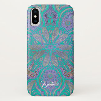 Colourful Green Purple Gold Mandala iPhone X Case