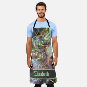 colourful green purple pattern apron