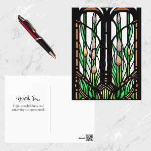 Colourful Green Reeds Art Nouveau Stained Glass Postcard