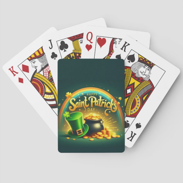 Colourful Green Saint Patrick&#x27;s Day Playing Cards (Back)
