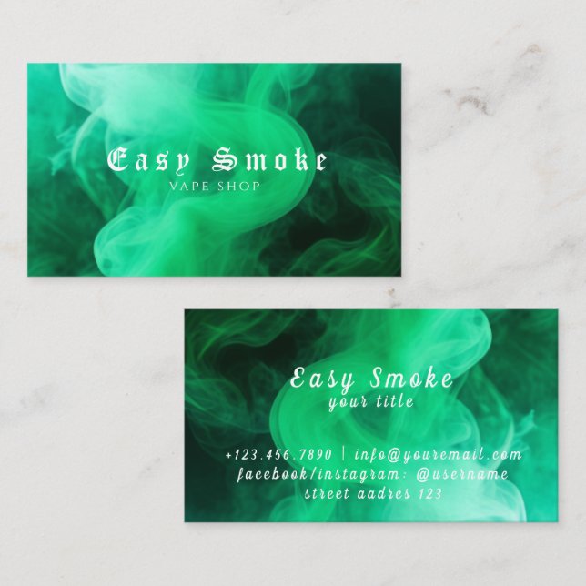 Colourful Green Smoke Vape Shop Business Card (Front/Back)