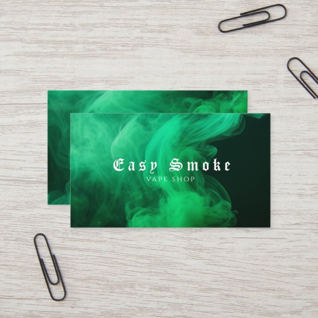 Colourful Green Smoke Vape Shop Business Card (Front/Back In Situ)
