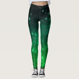 Colourful Green Starry night sky Leggings