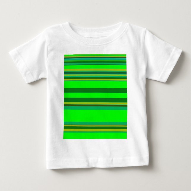 Colourful Green Stripe Customised Designer Pattern Baby T-Shirt (Front)
