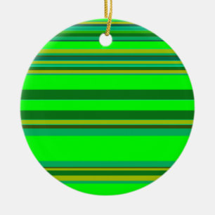 Colourful Green Stripe Customised Designer Pattern Ceramic Tree Decoration
