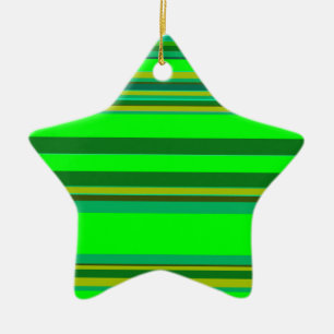Colourful Green Stripe Customised Designer Pattern Ceramic Tree Decoration