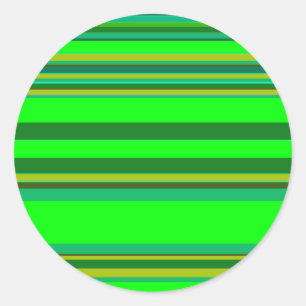 Colourful Green Stripe Customised Designer Pattern Classic Round Sticker