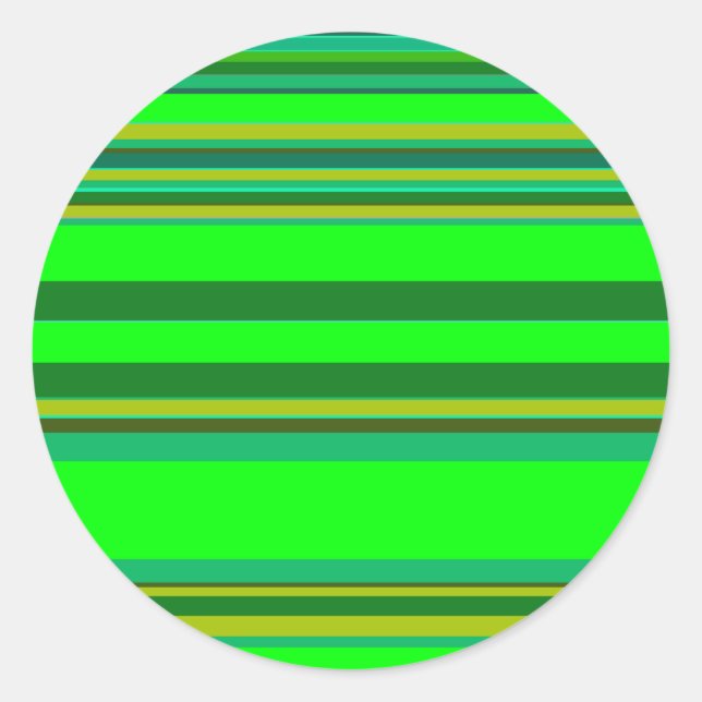 Colourful Green Stripe Customised Designer Pattern Classic Round Sticker (Front)