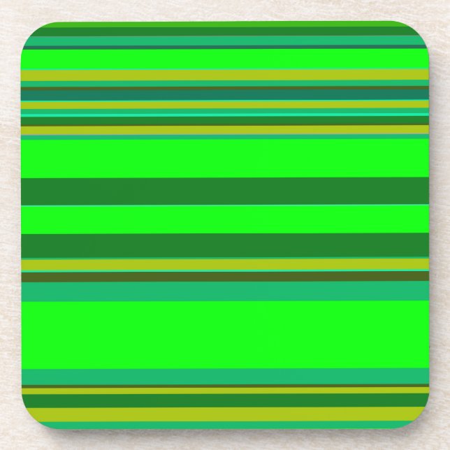 Colourful Green Stripe Customised Designer Pattern Coaster (Front)