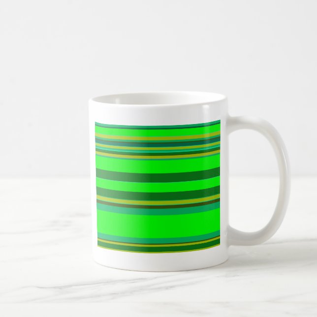 Colourful Green Stripe Customised Designer Pattern Coffee Mug (Right)