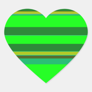 Colourful Green Stripe Customised Designer Pattern Heart Sticker