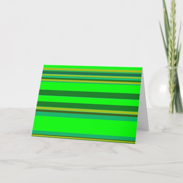 Colourful Green Stripe Customised Designer Pattern Holiday Card (Front)