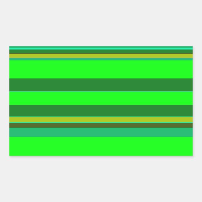 Colourful Green Stripe Customised Designer Pattern Rectangular Sticker (Front)