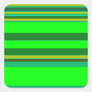 Colourful Green Stripe Customised Designer Pattern Square Sticker