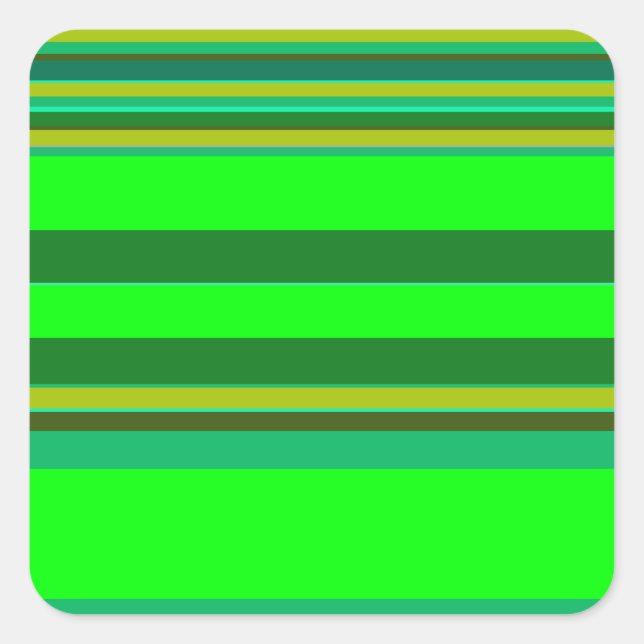 Colourful Green Stripe Customised Designer Pattern Square Sticker (Front)