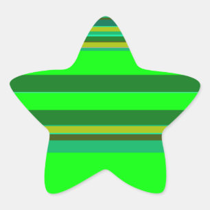 Colourful Green Stripe Customised Designer Pattern Star Sticker