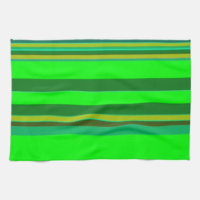 Colourful Green Stripe Customised Designer Pattern Tea Towel (Horizontal)