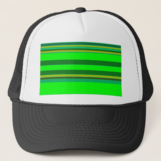 Colourful Green Stripe Customised Designer Pattern Trucker Hat (Front)