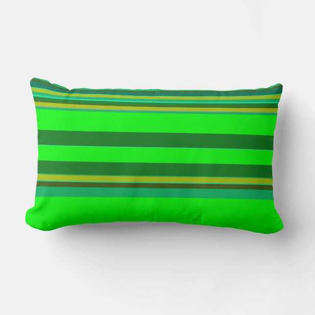 Colourful Green Stripe Pattern Designer Pillow (Front)