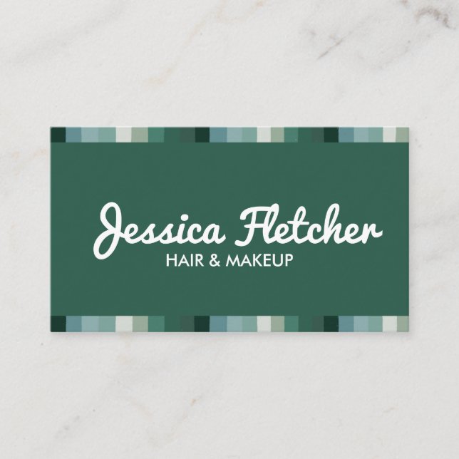 Colourful Green Stripes Minimalist Business Card (Front)