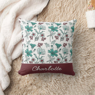 Colourful greenery floral pattern personalised nam cushion