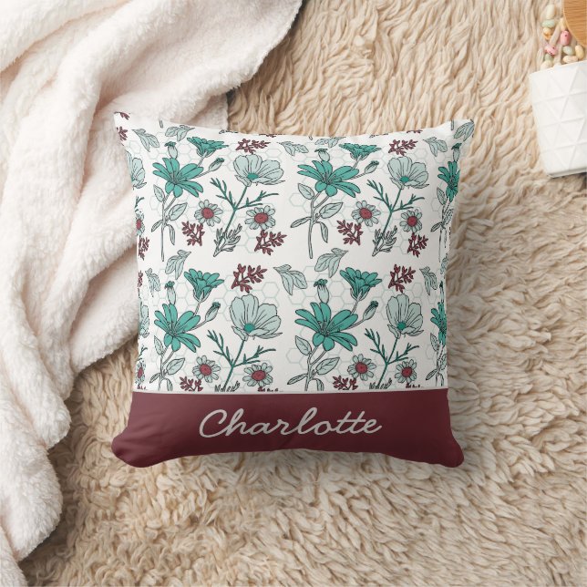 Colourful greenery floral pattern personalised nam cushion (Blanket)