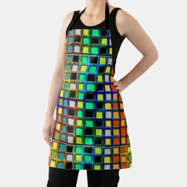 Colourful Grid-Tiled by Shirley Taylor Apron (Insitu)